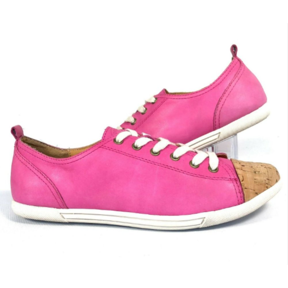 Kork-Ease Silva Pink Leather Cork Toe Sneakers Womens 7.5 Indie Casual